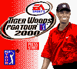Tiger Woods PGA Tour 2000 title screen for GameBoy Color